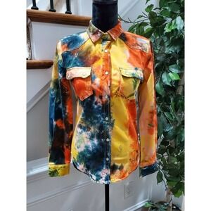 Monkey Ride Jeans Women's Multicolor Cotton Long Sleeve Collared Casual Jacket S